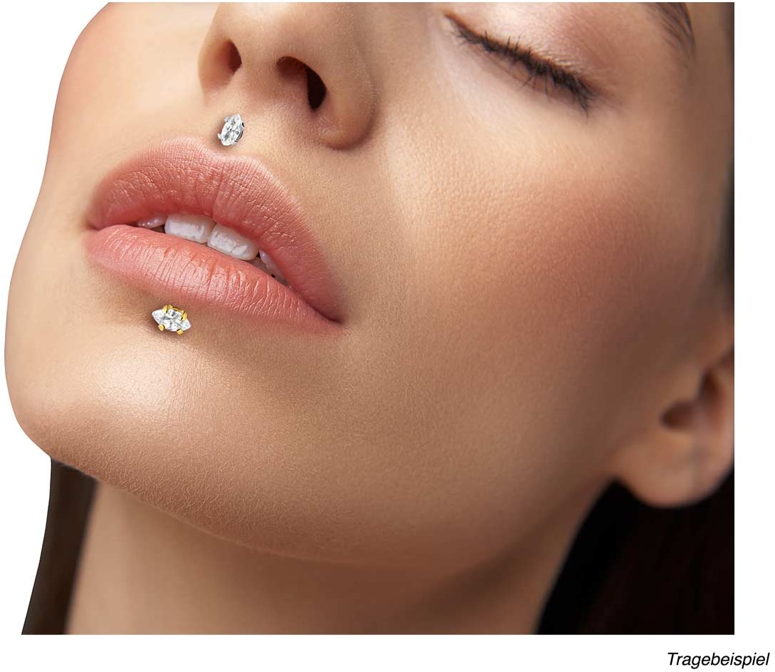 PTFE labret with internal thread titanium attachment SETTED CRYSTAL DROP PIERCINGLINE